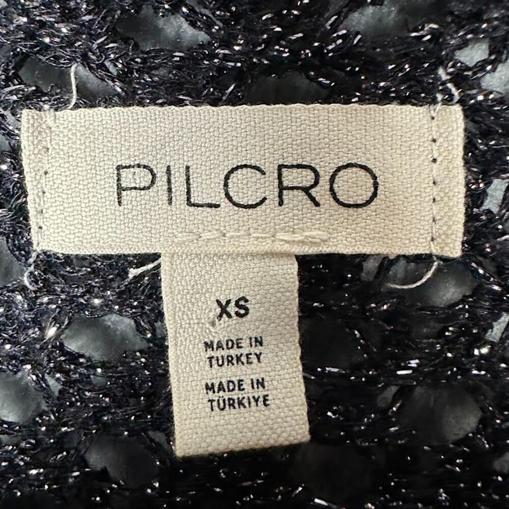 Anthropologie Pilcro Sweater Womens Extra Small Black Metallic Open Knit Party - Picture 8 of 12